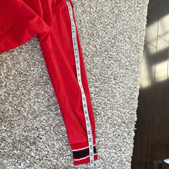 Starter Red Button Up Bomber Jacket with Stripe Sleeves, Waistband and Neck Sz M - Picture 10 of 10